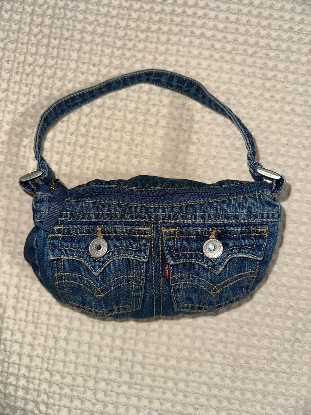 Vintage Y2K Levi's Blue Denim Mini Top-Handle Bag